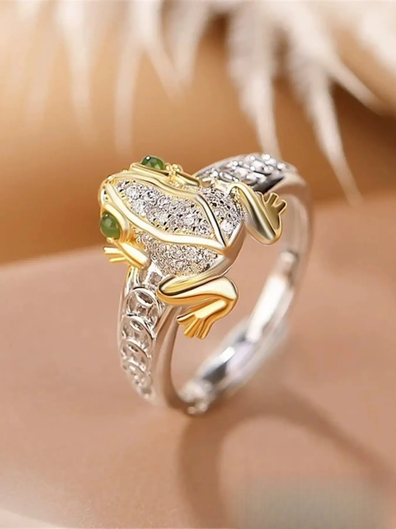 Cute Female Silver Color Frog Animal Wedding Beautiful Rings Promise Open Adjustable Engagement Jewelry For Women