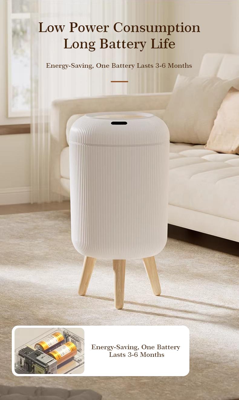 Pukomc Smart induction  Waterproof  trash bins , trash cans for bathroom, trash cans  for Kitchen,for Bathroom,Bedroom.Office Nordic style White Waste Paper Space Saving