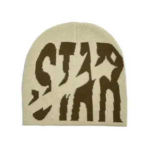 Unisex Y2K Jacquard Knit Beanie Letter Design Streetwear Style Warm Outdoor Sports Cap For Fall And Winter
