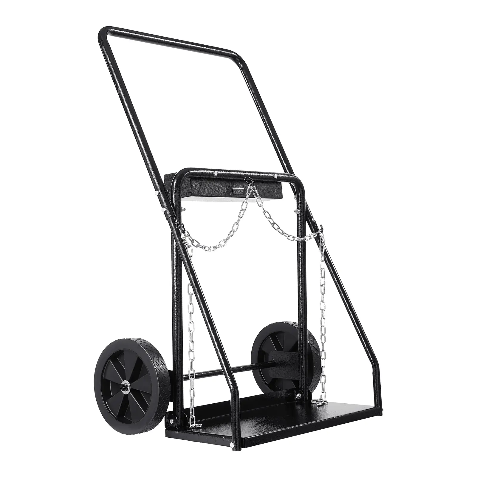 VEVOR Dual Welding Cylinder Cart, 440lbs cap., Large Handle, 10-in Solid Wheels, 1.5mm Thick Tubing, 2 Safety Chains, Storage Tray, Secure Fit for Double 12.5-in Dia. Gas Cylinders, Ideal for Workshops, Oxygen-Acetylene Tank Cart (Father's Day Gift), Soli