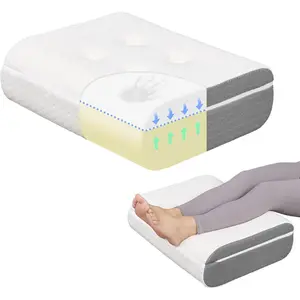 Leg Elevation Pillow, Dual-Layer Foam Wedge for Legs and Knee Support, Feet Elevation Pillow for Sleeping, Blood Circulation & Swelling Relief, White