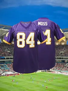 Men's Viking #84 Football Jersey, Vintage Mesh Short Sleeve Embroidered Rugby Jersey, Lightweight Jersey, Loose Fit Sporty Style, Breathable Comfort Sportswear for All Seasons