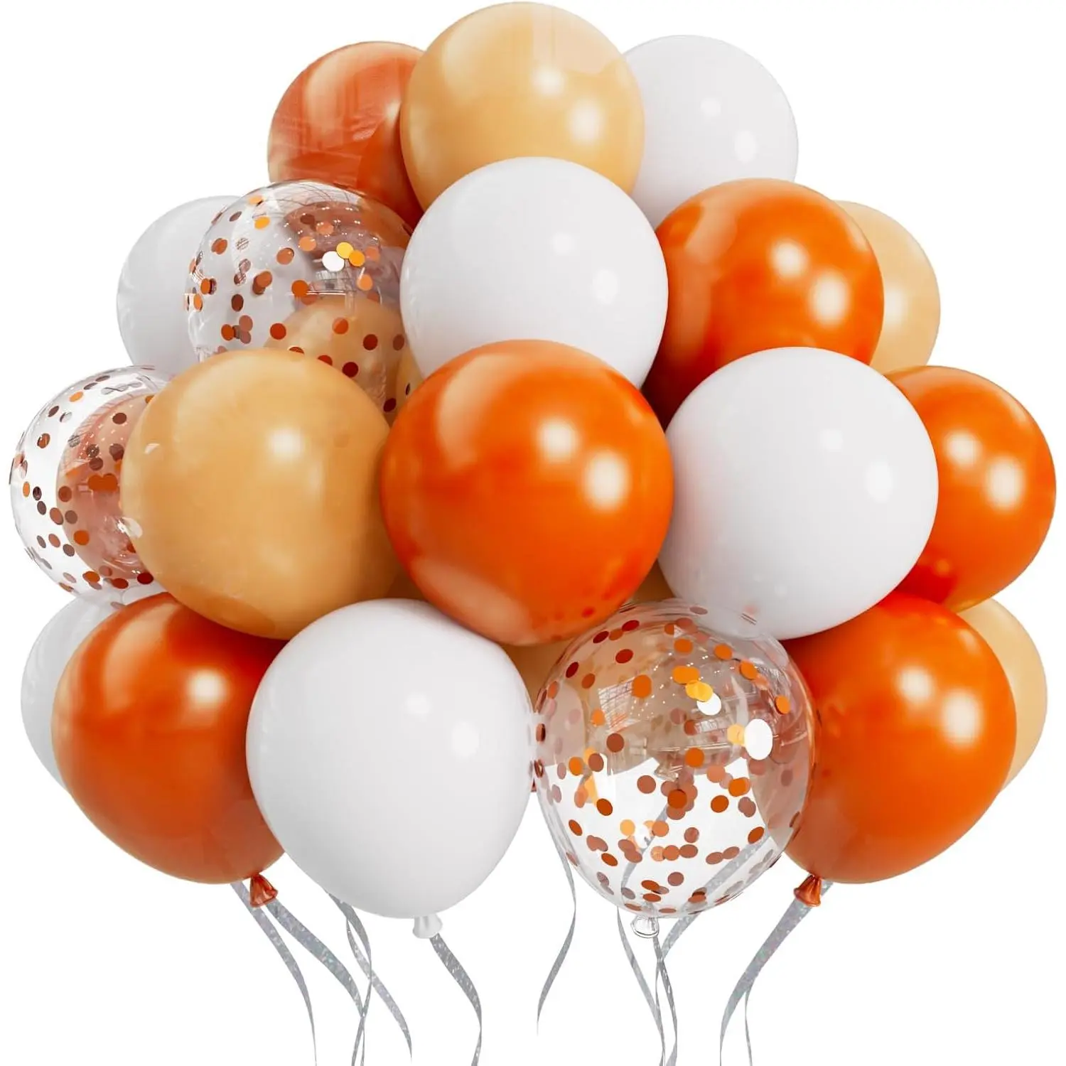 60 count Orange Confetti Balloons Set Latex Helium Chrome Burnt Orange Balloon for Birthday Graduation  Party Decorations
