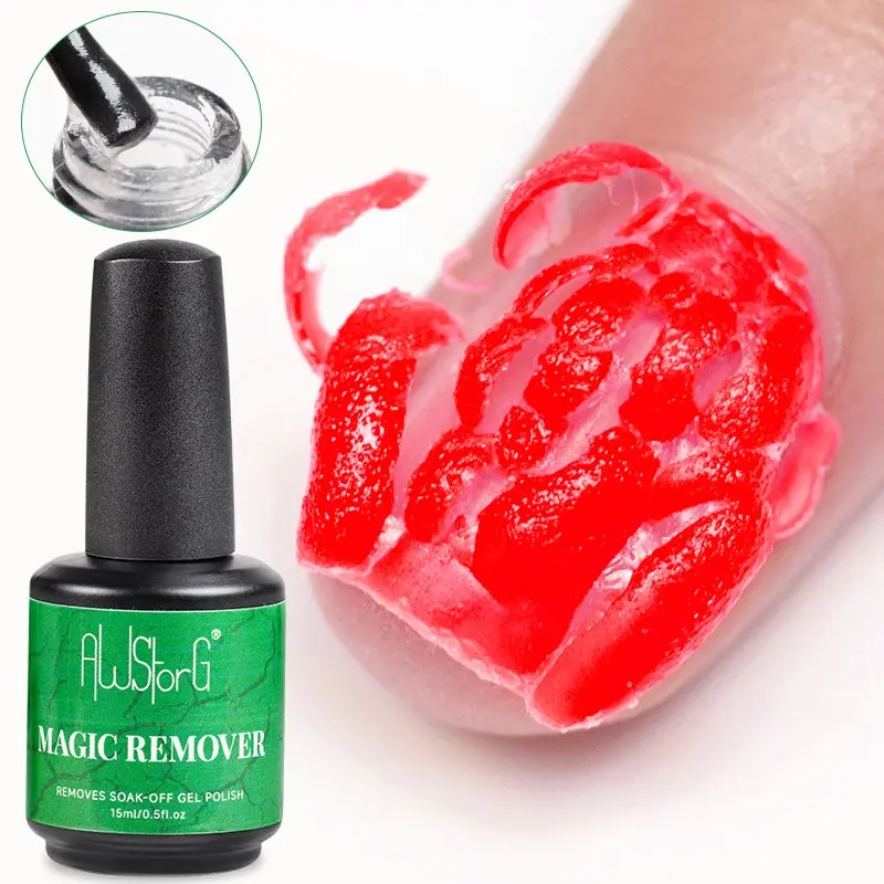 AWStorG 15ml Magic Remover Fingernail Polish Remover Gel Polish Remover For Nails Gel Nail Glue Remover Quick Remove Gel Soak Off UV Cleaner Function Polish Semi Permanent Varnish Nail Art Removal Manicure