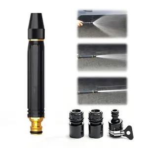 4PCS High Pressure Hose Nozzle Set Heavy Duty Metal Adjustable Spray Multi-Pattern Pressure Washer Hose Attachment For Car Washing Garden Watering Lawn Cleaning