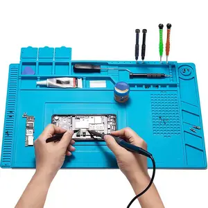 Soldering Station Mat, 1 Count Silicone Tool Work Mat, Heat Resistant Anti-static Magnetic Mat for Electronic Phone Laptop Watch Repair