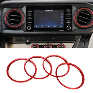 Premium Aluminum Alloy A/C Vent Ring Outer Trim Decoration Covers Compatible with Toyota Tacoma 2016-2023 A/C Outlet Vent Ring Truck Interior Accessories Car Interior Accessory