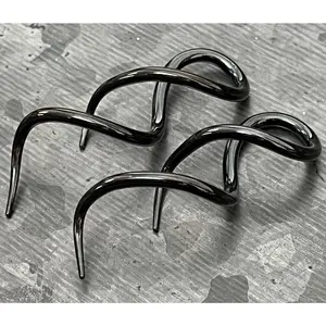 PAIR of Stunning Black 316L Surgical Steel Twist Hanging Tapers / Plugs - Expanders - Gauges 14g (1.6mm) thru 10g (2.4mm)
