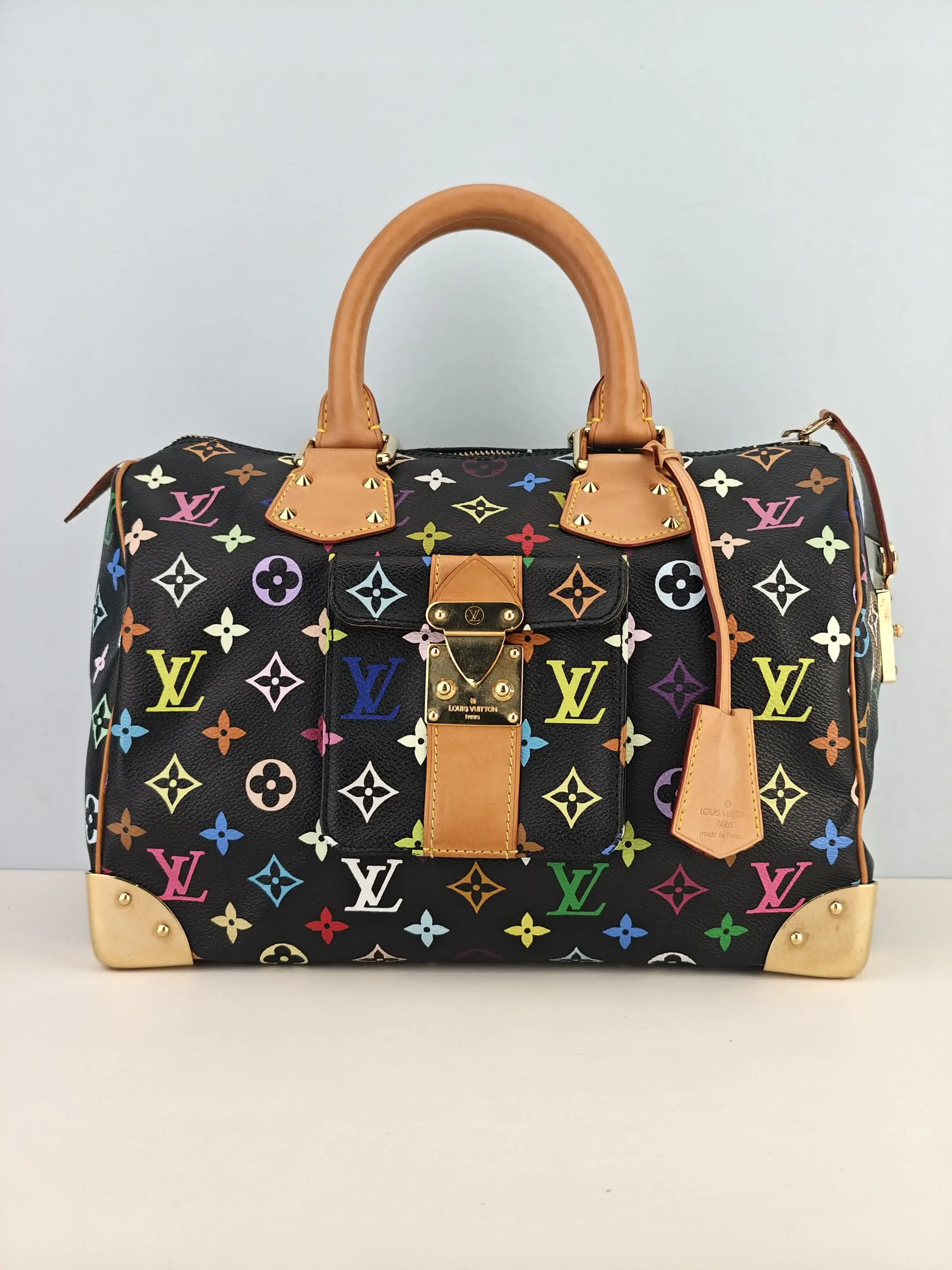 Pre-owned Monogram coated canvas Clutches and wristlets Clutches & Wristlets Louis Vuitton Black Monogram Multicolore Speedy 30 Bag【SP0065】【SP4141】【SP4098】