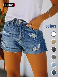 Women's High Waist Stretch Denim Shorts, Casual Fitted Design with Pockets, All-Season Comfortable Jeans Short Pants, Bottom