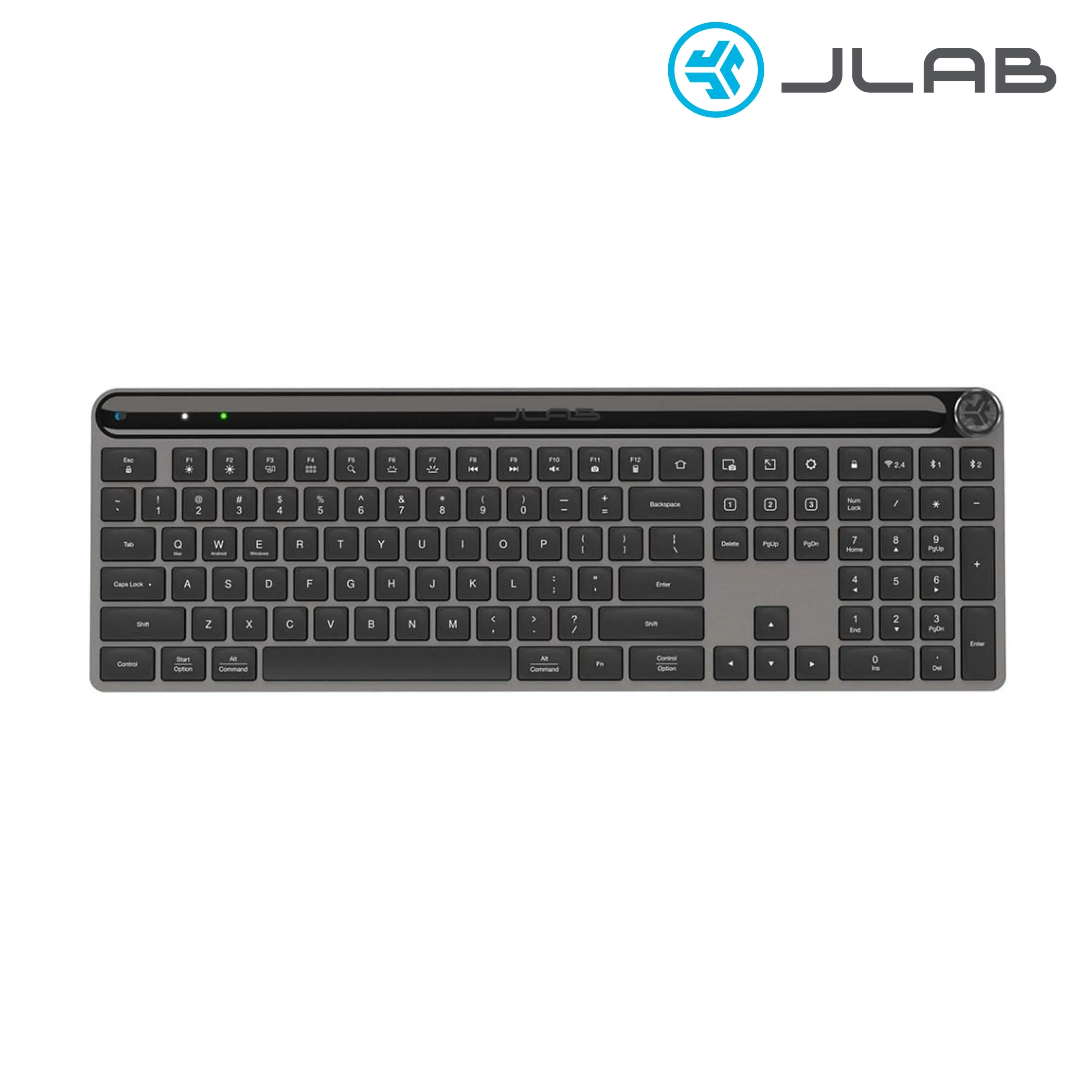 JLab Epic Wireless Keyboard Black 108 Keys Bluetooth USB Multi Device Toggle Rechargeable for Windows iOS Android Chrome OS JLab Epic Wireless Keyboard Black 108 Keys Bluetooth USB Multi Device Toggle Rechargeable for Windows iOS Android Chrome OS