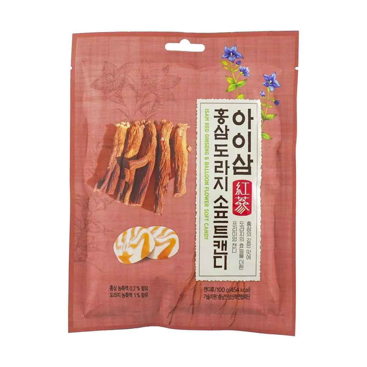 JINS Korean Red Ginseng & Balloon Flower Candy 100g - Natural Energy Boost & Throat Soothing
