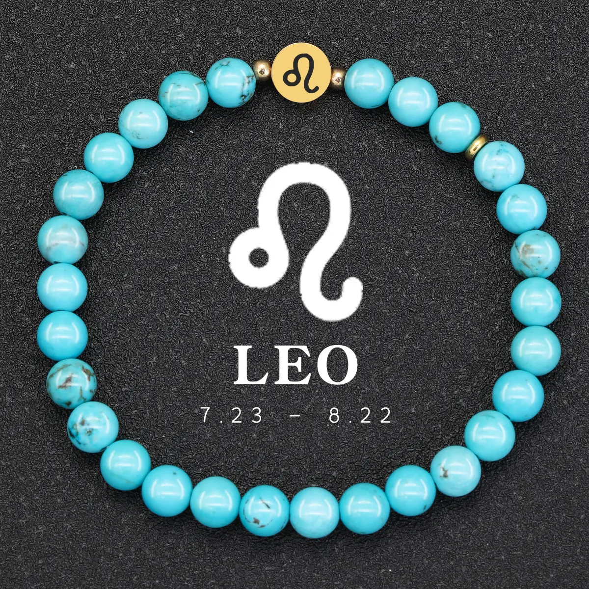 Women's Turquoise Gemstone Bracelet with Natural Stone Beads, 12 Zodiac Signs Stretch-Fit Band, Gold Charm, Aries Horoscope-Themed Female Leisure Accessory