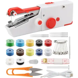 Mini Sewing Machine for Beginners, Stitcher, Complete Kit, Dual, White