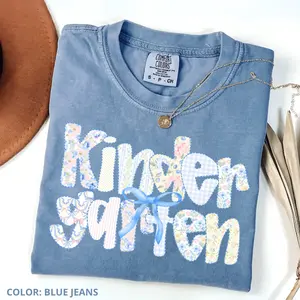 Comfort Colors Kindergarten Teacher T-Shirt, Kinder Crew, Cute Back To School Crewneck For Women, Wonderful Gift For Teacher