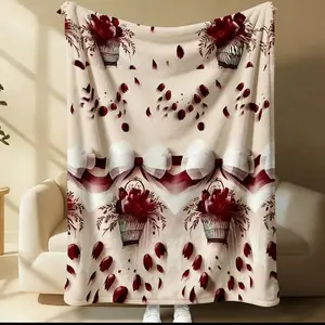 Floral patterned flannel blanket, travel blanket, Cozy throw blanket, soft and warm lightweight sofa bed sheet for office, car camping, travel, versatile all year round, ideal gift for home decoration, holiday or daily comfort