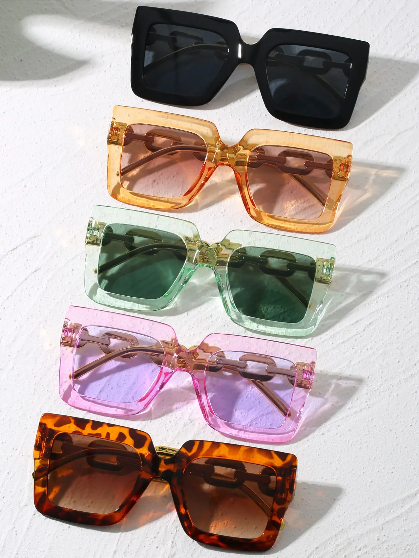 5 pairs of men's and women's square multi-color fashion trend combination sunglasses, suitable for outdoor sports, travel, electronic music festivals, sports style, driving, festival wear, beach, outing wear, summer accessories, Fashion Shades