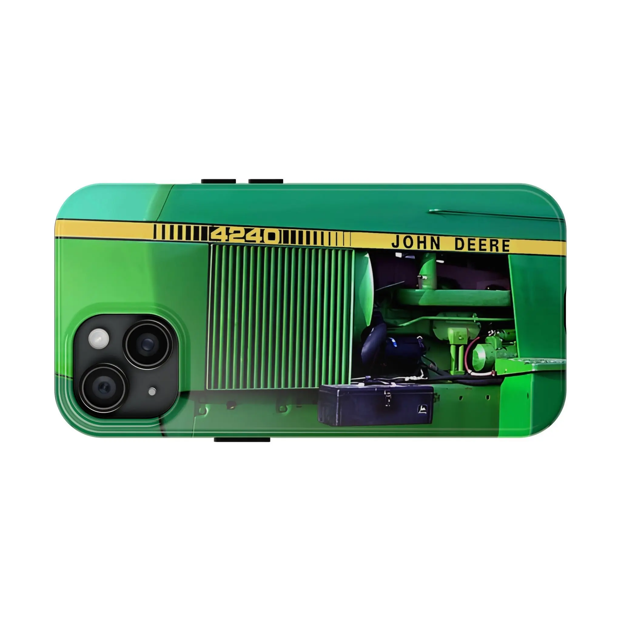 Shockproof Protection Smartphone Case - Farmer Green 4240 Tractor & Deer Design, Custom Wireless Resistance Casing for iPhone 15 & Mobile Devices (Cellphone Accessories)