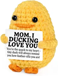 【Father's Day Gift】Mini Funny Positive Crochet Animals Gifts, Emotional Cheer Support Inspirational Gift for Women Men Friends Coworkers, Cute Turtle Duck