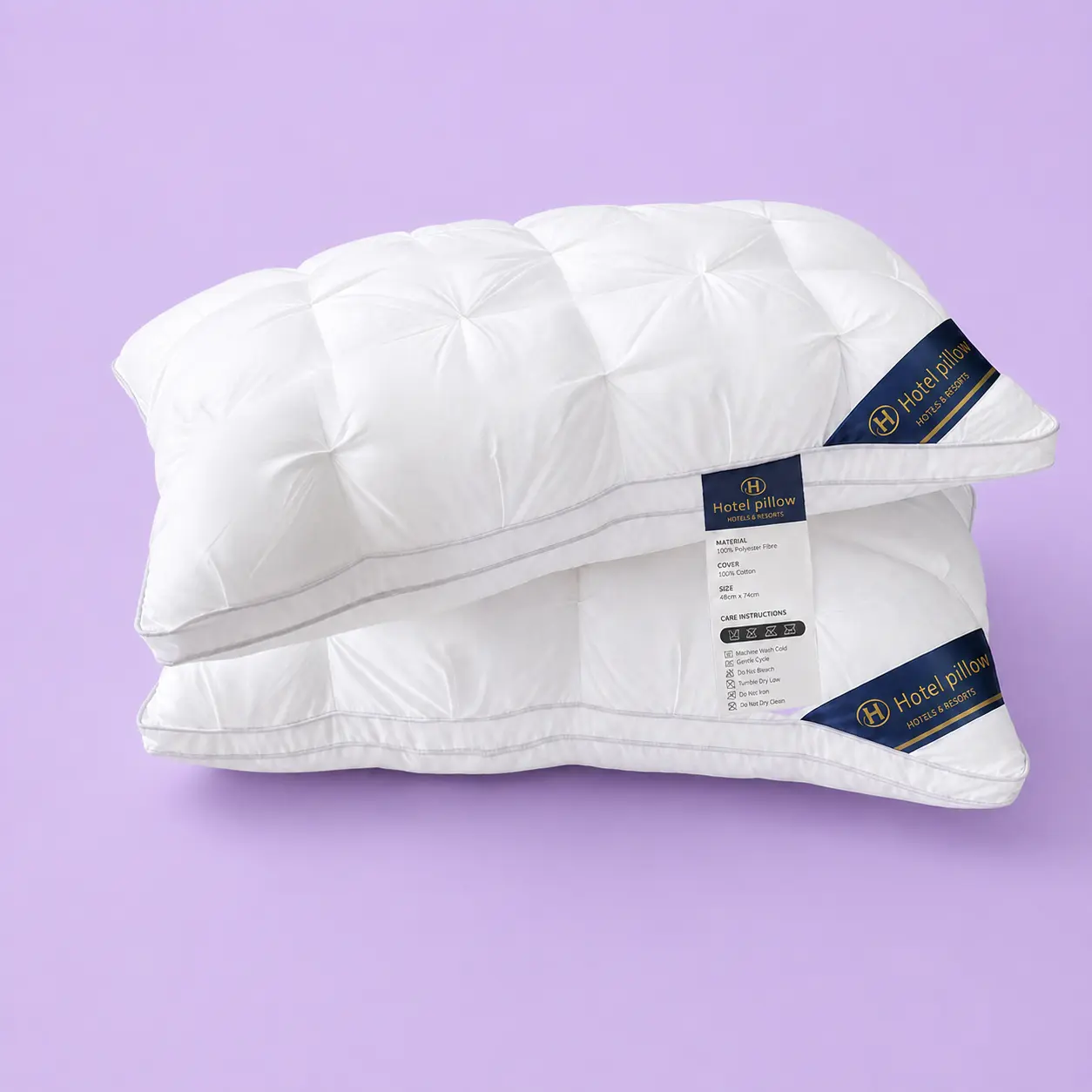 SLUMER Rectangular Block Style Polyester-Fill Bed Pillow Inserts, 1/2 Pack Soft Hotel-Quality Breathable Machine-Washable Pillows for Side/Back Sleepers, Ideal for Apartments, Dorm Rooms, Home Decor