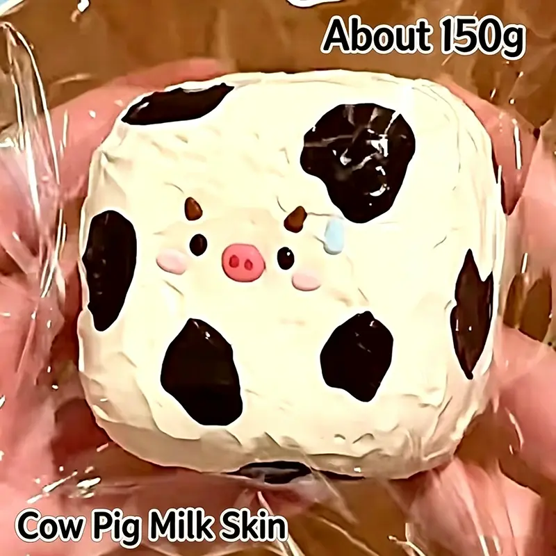 Cow Pig Milk Skin Squishy Fidget Toy, Silky Soft Squeeze Cow Pig Doll, Creamy Milk Skin Stress Relief Squeeze Model for Halloween Decor & Party Gifts