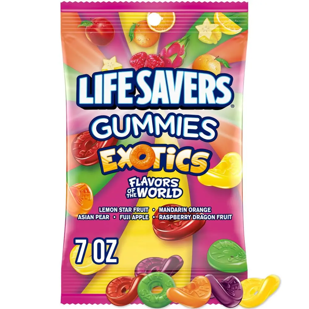 LIFE SAVERS Exotics Gummy Candy Bag, Exotic Fruit Flavored Candy, 7 oz