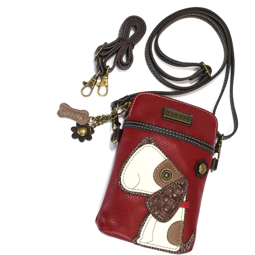 Chala Toffy Dog Cellphone Crossbody Handbag - Convertible Strap PU Leather
