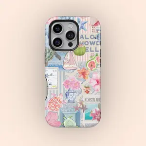 Coastal Italy Collage Phone Case, Cute Coastal Coquette Aesthetic Premium Film 2 in 1 Phone Case - Durable, Shock Absorbing and Stylish Protection - Compatible with iPhone 16-11, Plus, Pro, Pro Max, Perfect birthday gift for friends.Protective Local