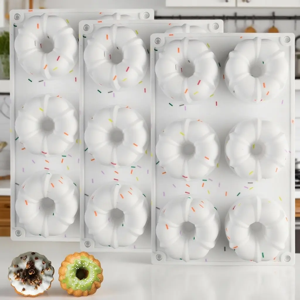 Mini Bundt Cake Pan, 3pcs Silicone Fluted Tube Cake Pans, 6-Cavity Non Stick Silicone Baking Molds for Cupcake, Donuts,Muffin, Cornbread, Brownie, Jellies (Confetti)