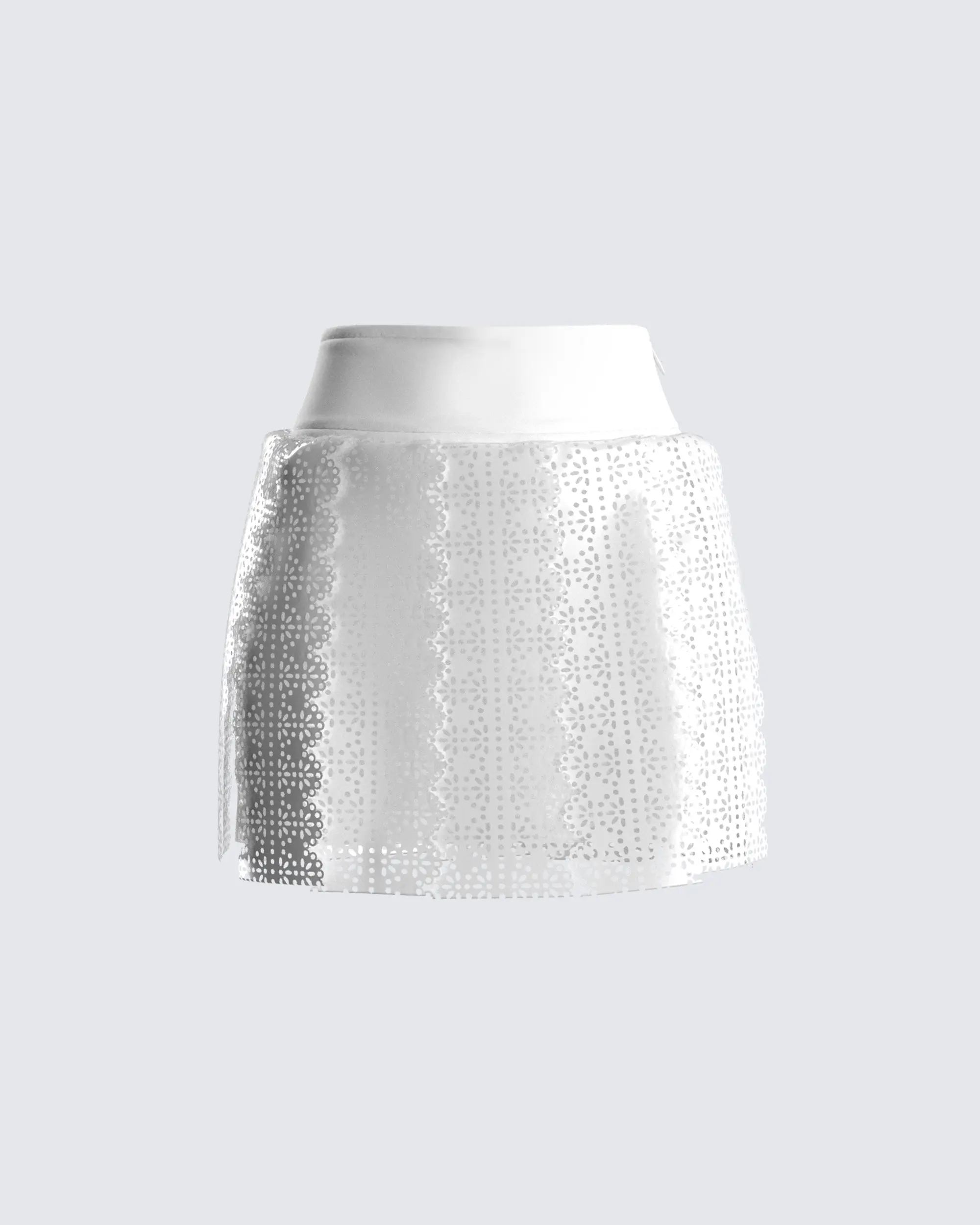 Women's Fitted White Sequin Mini Skirt - Evening Party Bottom with Contrast Vegan Leather Waistband, Nylon, Leather & Faux Leather