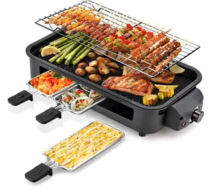 Pukomc Electric Smokeless Indoor Grill, 5 Temperature Settings, Non-stick Surface, Removable Tray, Dishwasher Safe. Time-saving Portable Bbq All Purpose Grilling Nonstick Coating Griddle Household Appliances Kitchen Appliances