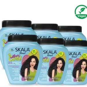 SKALA Brasil 6x 2-in-1 Treatment Cream for Super Curly Hair 3ABC Vegan Formula for Growth Strength Repair Shine Volume Hydration Conditioner Shampoo Hair Care Karite 3.9 1000g