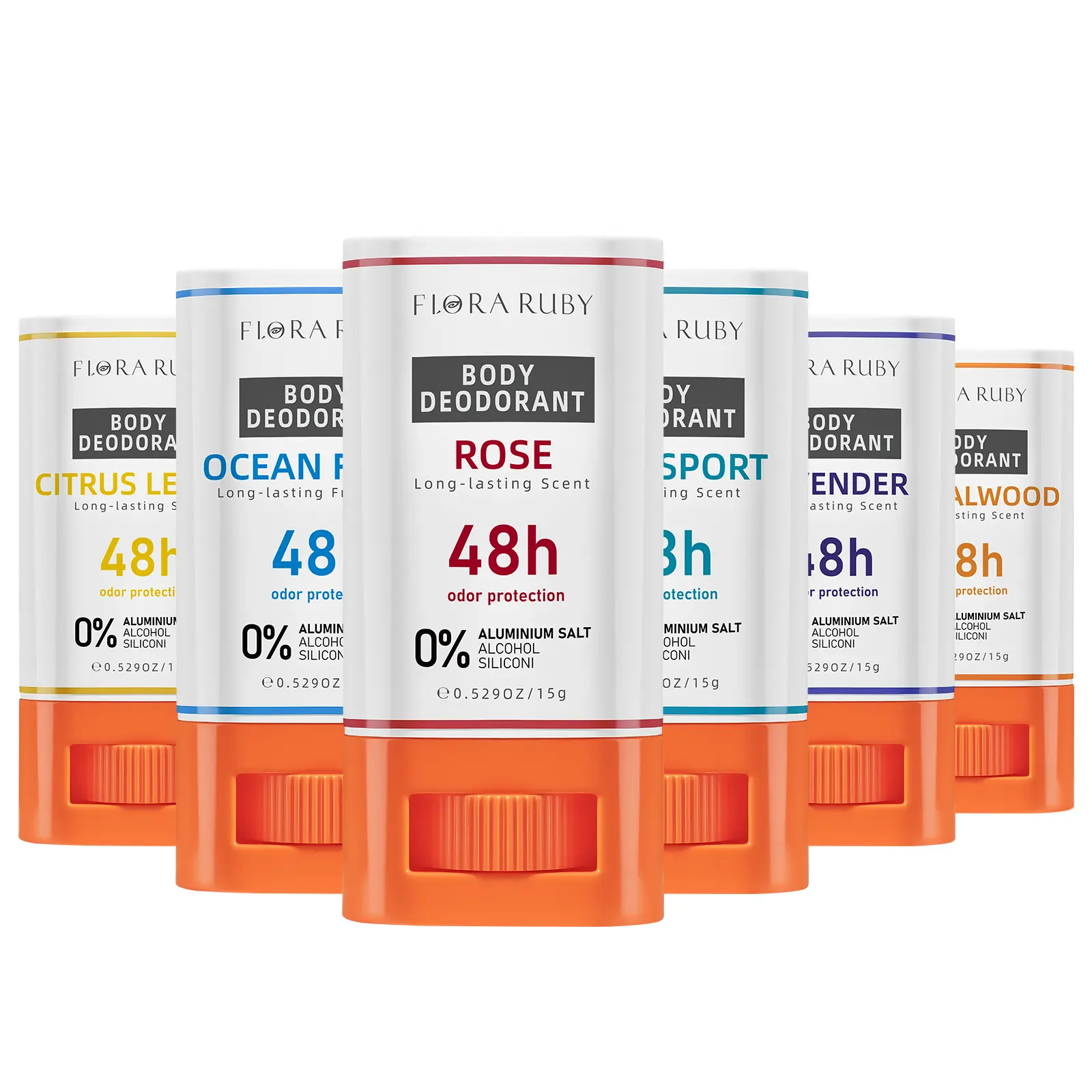 This set includes three Flora Ruby 48-hour long-lasting antiperspirant deodorant sticks, infused with a blend of fragrances including lavender, citrus, lemon, and sandalwood.Each stick weighs 15 grams, is suitable for both men and women, and is convenient