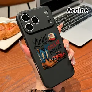 Straight Edge Phone Case for iPhone 17 16 Pro Max 15 Plus 14 13 12 11 Air XS XR E Blue - Collar Life Pattern Drop Protection Shockproof Soft Silicone smartphone Cover