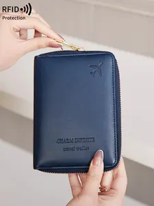 High quality passport holder wallet, RFID shielding, multifunctional ticket holder, multiple card slots, essential for lightweight travel, airplane badge, secure zipper closure, unisex travel accessories, suitable for travel