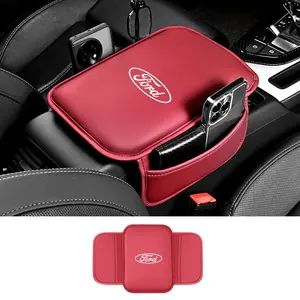 Car Logo Leather Arm Rest Protection Cushion, Storage Pocket, Auto Accessories for Ford Focus 2, Mk3, F150, Mondeo, Max, Fusion, Ranger, Escort, Explorer, Transit