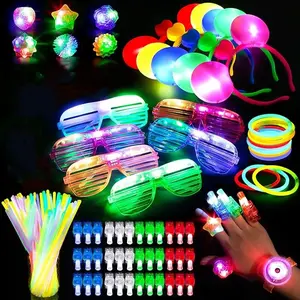 78-pcs holiday party set LED flashing glasses, glowing finger lights, ring lights and hair accessories ~