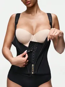 1 Count Women's Basic Solid Color Tummy Control Tight Fitting Shapewear Tank Top, Double Compression Adjustable Hooks And Zipper Girdle, Sexy Style Compressing Curves Waist Cincher, Suitable For Daily,Sport,Yoga, Underwear