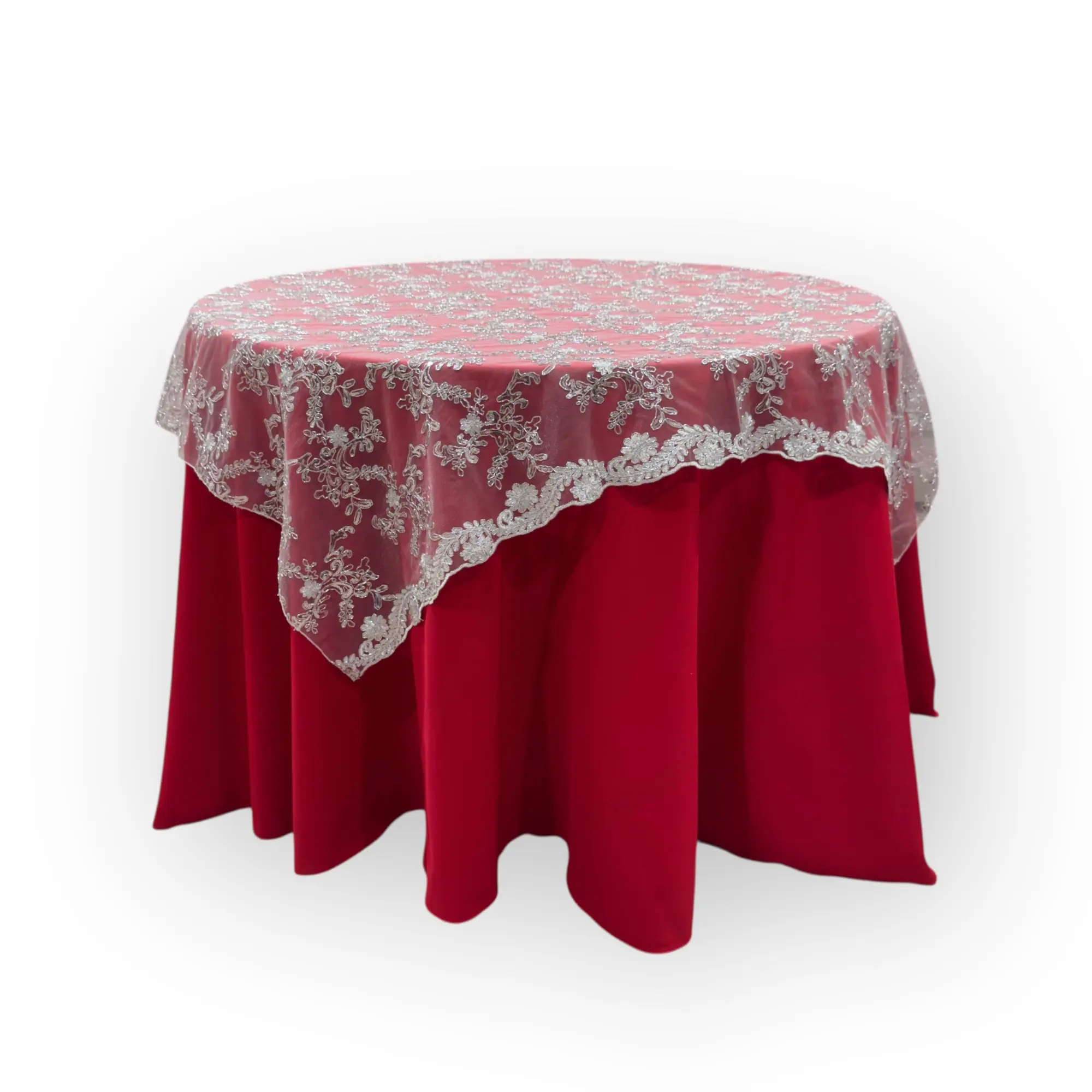 Elegant Damask Lace Overlay with Sequins for Events & Party's Soft Sheer Fabric Embroidery Apparel Craft Project" Multiple Sizes