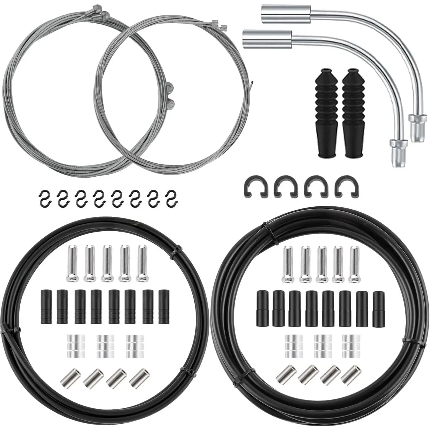 Universal Bicycle Brake & Shift Comprehensive Upgrade Kit for DIY Enthusiasts & DIY Projects - Components & Parts, Includes Cables, Cable Housing, End Caps, O-Rings