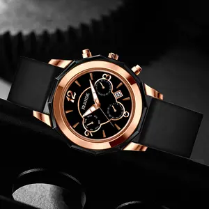 Unisex Quartz Watch Waterproof Silicone Strap Chronograph Wristwatch for Men Women