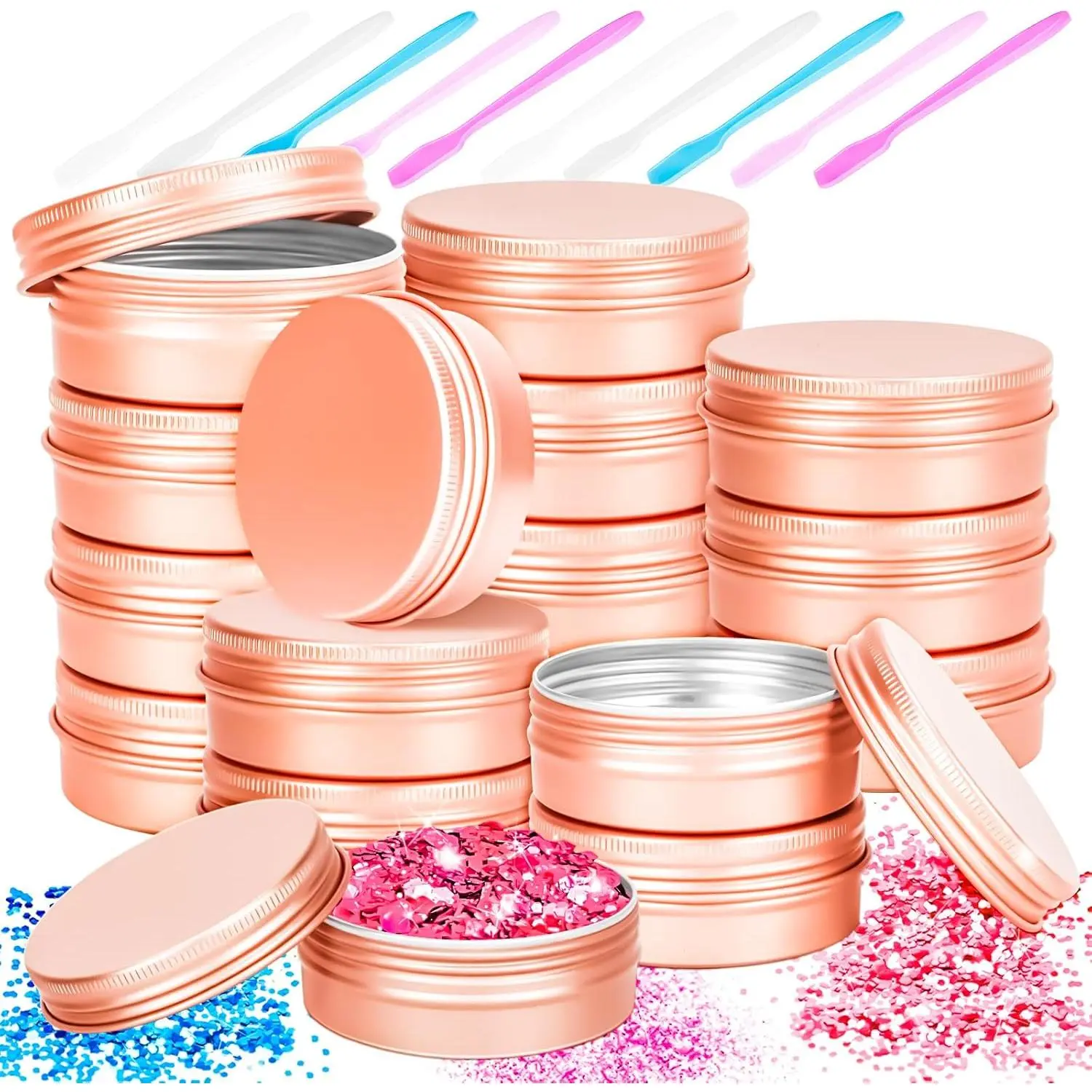 16 Pack 2oz Tin Jars, 60ml Metal Tin cans, 2Ounce Aluminum tin can jar Containers with Screw Lid for Lotion Bars, Toiletries, , Samples, Makeup , Spices, Salve, Balms, Beard Balm