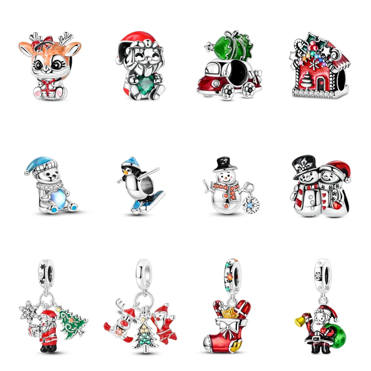 MULA Fashion Jewelry for Women, Personalized Silver-Plated Holiday Pendants with Enamel, Winter Collectibles Compatible with Pandora, Premium, Thoughtful Gift