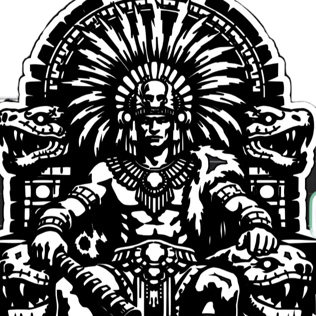 Air brush stencil of Warrior on throne