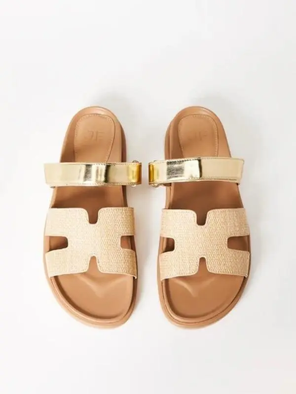 JUST FAB Women's Flat Comfy Sandals, Casual Summer Footwear with Plush Soft Insole, Lightweight Non-Slip Design, Comfy Sandals Women Walking Shoes