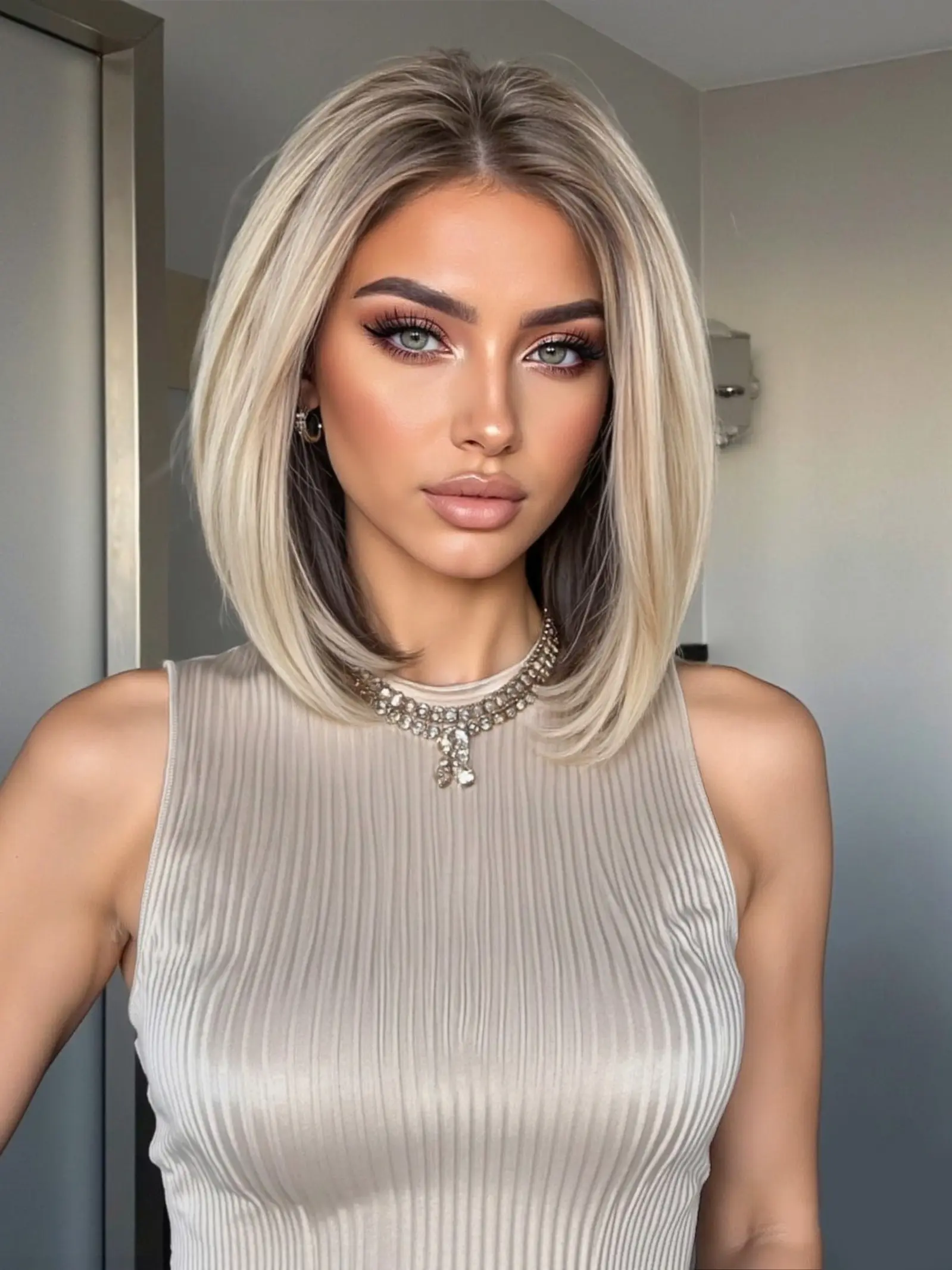 Topshe 13x6 Lace Front Wig, Natural Wave Synthetic Hair, Blonde Platinum Color, Straight, Short Length, All Seasons Wear, Lace Closure Wig, Lace Straight Wigs