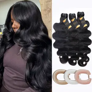 [Wequeen] 10-Min Ready Hairstyle Body Wave Bundles with Free Flexi Rods | Easy Restyled Effortless Beach Wave, Blowout & Layer Cut Looks | 10A Virgin Human Hair for Heatless Overnight Curls Versatile Styles