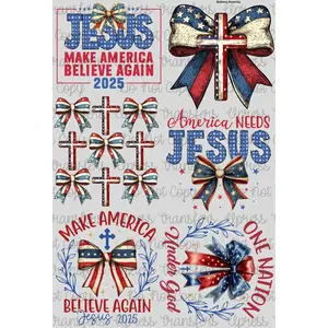 Believe America Mini Gang Sheet  DTF Transfers Gang Sheet 24.5” wide x 36” long DIY Direct to Film T Shirt Transfers