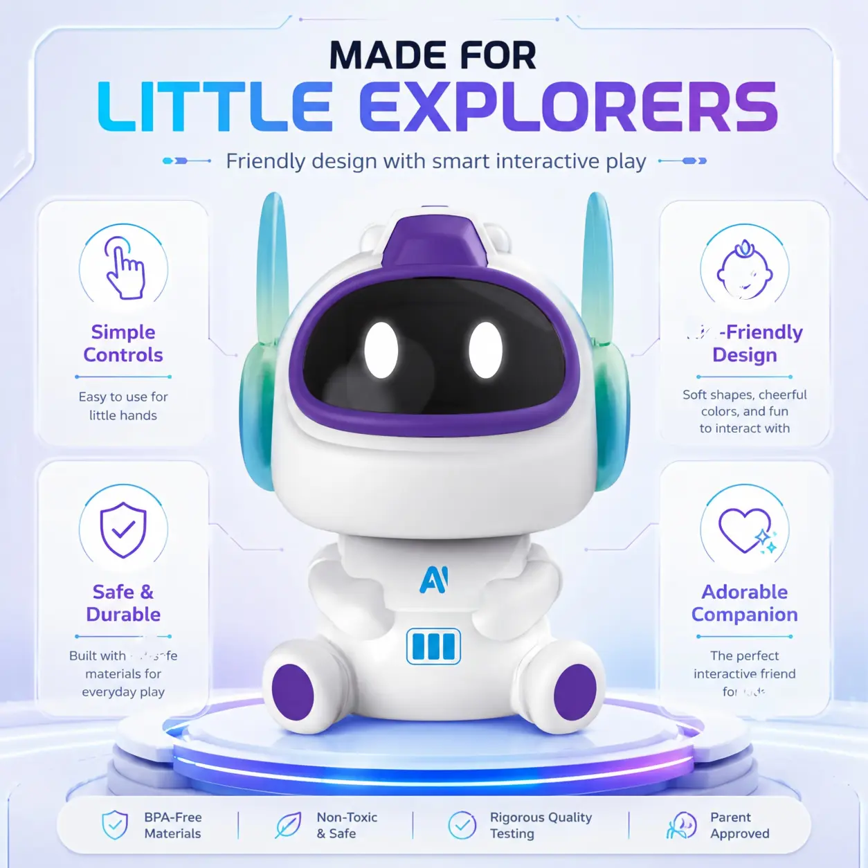 AI Companion Robot with Talks & Moves - Multi-Mode Vacuum Cleaner, Mini Desk Decor, Outdoor & Indoor Leisure Recreation Equipment