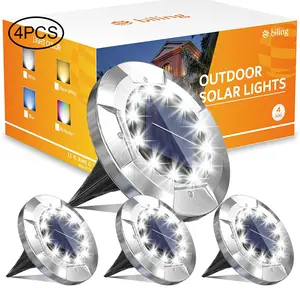 Biling 4pcs Solar Underground Light 12 LED Waterproof Outdoor Garden decor Light White Landscape Pathway Yard Terrace Lawn Solar Lighting Easy Installation